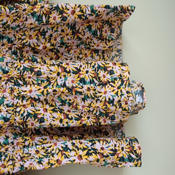 Large Melrose and Market Floral Flower Top Shirt Pink Green Black Cotton - Picture 12 of 14